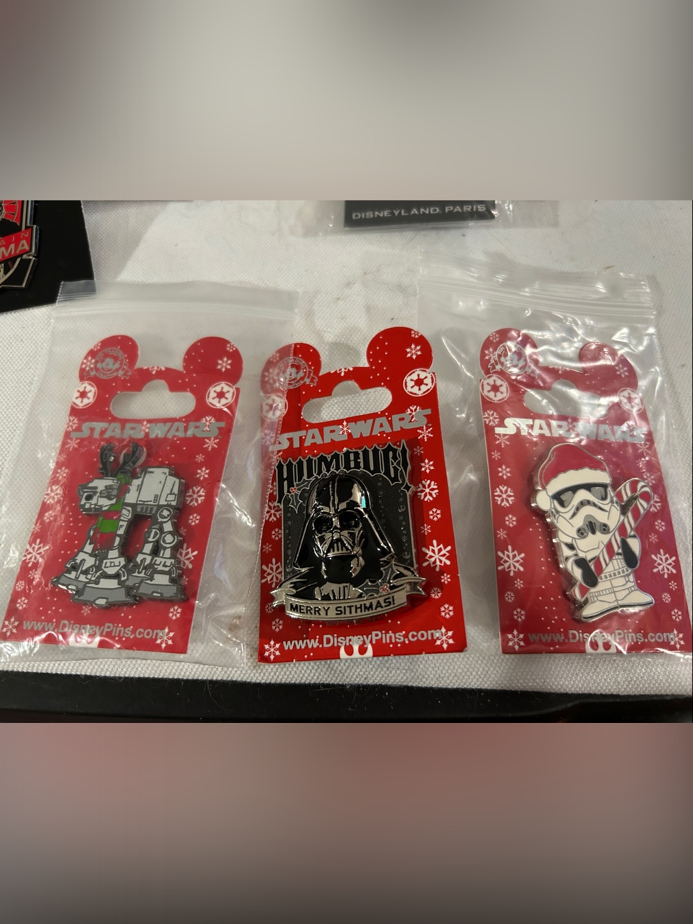 Star Wars Enamel Holiday Pin Set - storm trooper, At-At and Darth Vader